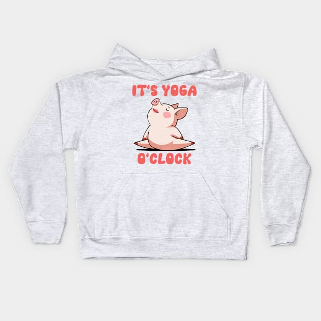 Zen Piggy - It's Yoga O'Clock Kids Hoodie by Hemos Works